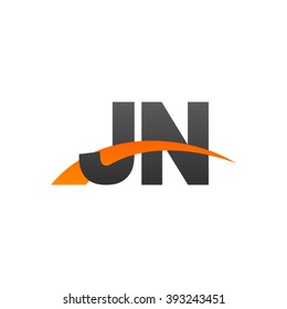 JN initial overlapping swoosh letter logo black orange
