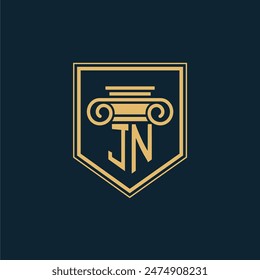 JN Initials Anwaltskanzlei Logo Anwaltslogo mit kreativem Rechtselement