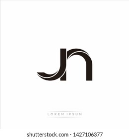 jn j n Initial Letter Split Lowercase Modern Monogram linked outline rounded logo