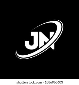 JN J N letter logo design. Initial letter JN linked circle uppercase monogram logo white color. JN logo, J N design. jn, j n