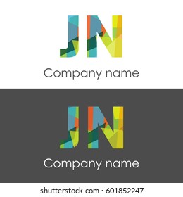 JN letter abstract mosaic shape icon colorful