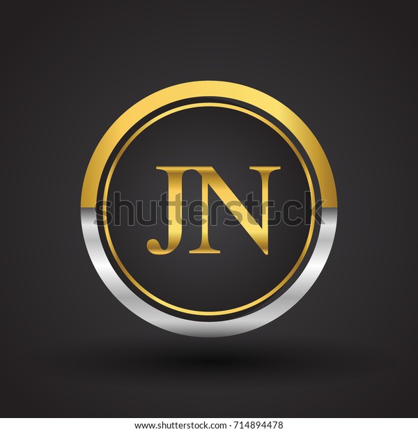 Jn Letter Logo Circle Gold Silver Stock Vector (Royalty Free) 714894478