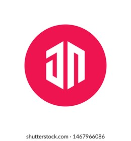 JN Letter Logo With Red Circle - Vector