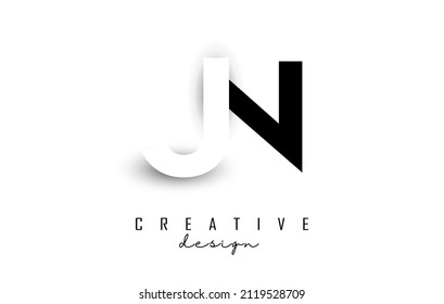 JN letters Logo with negative space design. Vector illustration with with geometric typography. Creative icon with letters.