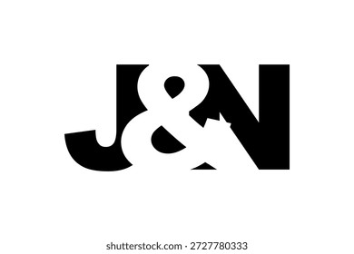 JN Logo Design in fett. Schwarz-weißes Identitätssymbol. Modernes Typografie-Emblem. Symbol für Unternehmensbranding. Minimale Geschäftsvorlage.