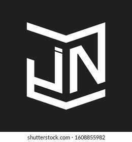 JN Logo Emblem Monogram With Shield Style Design Template Isolated On Black Background