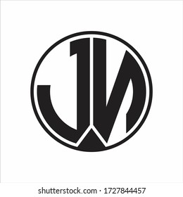 Monograma del logotipo de JN con estilo de cinta de la pieza sobre fondo blanco