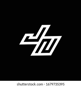 JN logo monogram with up to down style negative space design template isolated on black background