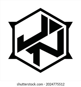 JN Logo monogram with hexagon and sharp shape design template