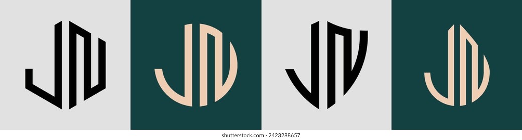 JN modern initial letter logo design vector bundle. It will be suitable for which company or brand name start those initial.