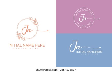 JN N J initial signature logo template vector