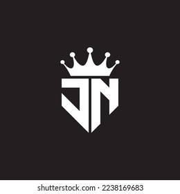 Monogramm-Symbol-Schild mit JN- oder NJ-Logo, mit Kronform-Design, Vektorgrafik