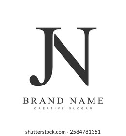 JN trendy logotype template. Initial letter j and n classic font style. Creative logo for company name or identity. Vector illustration.