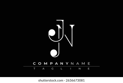 JN Typography Logo Design. Stylish monogram design depiction featuring the letters J and N combined in an artistic signature style, delivering a unique and creative visual representation.