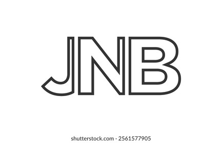 JNB logo design template with strong and modern bold text. Initial based vector logotype featuring simple and minimal typography. Trendy company identity ideal for businesses brand presence.