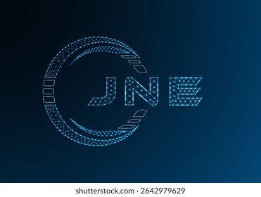 JNE baixo poli letra logotipo vetor design. JNE design de logotipo poli inferior. Logotipo poli baixo.