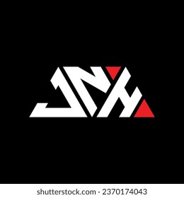 JNH triangle letter logo design with triangle shape. JNH triangle logo design monogram. JNH triangle vector logo template with red color. JNH triangular logo Simple, Elegant, and Luxurious design.