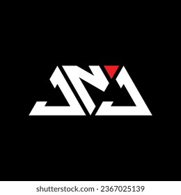 JNJ triangle letter logo design with triangle shape. JNJ triangle logo design monogram. JNJ triangle vector logo template with red color. JNJ triangular logo Simple, Elegant, and Luxurious design.