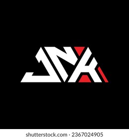 JNK triangle letter logo design with triangle shape. JNK triangle logo design monogram. JNK triangle vector logo template with red color. JNK triangular logo Simple, Elegant, and Luxurious design.