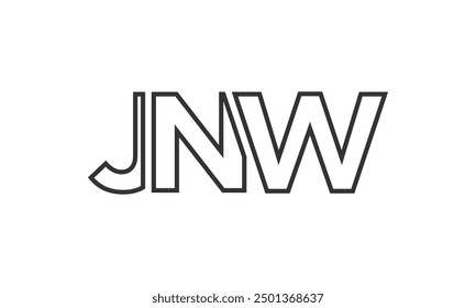 JNW logo design template with strong and modern bold text. Initial based vector logotype featuring simple and minimal typography. Trendy company identity ideal for businesses brand presence.