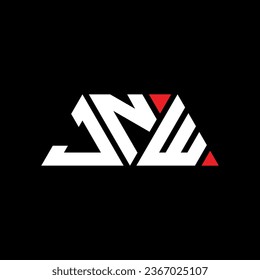 JNW triangle letter logo design with triangle shape. JNW triangle logo design monogram. JNW triangle vector logo template with red color. JNW triangular logo Simple, Elegant, and Luxurious design.
