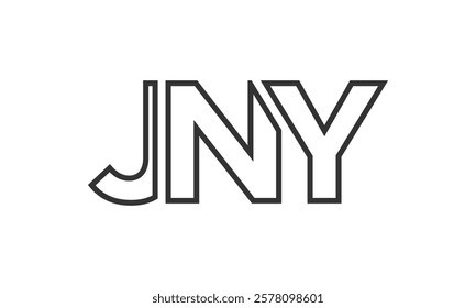 JNY logo design template with strong and modern bold text. Initial based vector logotype featuring simple and minimal typography. Trendy company identity ideal for businesses brand presence.