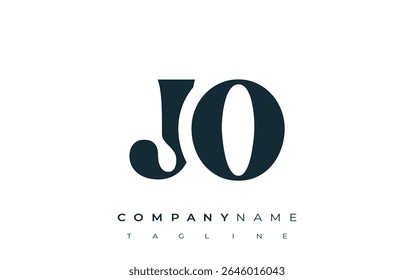 JO Creative Abstract Typography Logo Design. Elegant logo combining bold typography and creative shapes, ideal for branding and identity solutions.