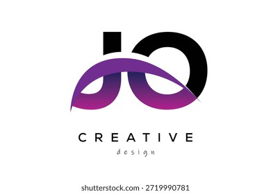 JO kreative und moderne Buchstaben Logo-Design mit kreativen lila Welle abstrakte Latter Logo Konzept.
