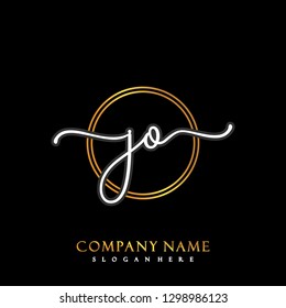 JO Initial Handwriting logo template vector