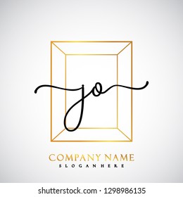 JO Initial Handwriting logo template vector