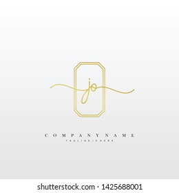 JO initial handwriting logo template vector