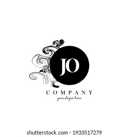 JO Initial Letter Logo Design with Ink Cloud Flowing Texture Vector.