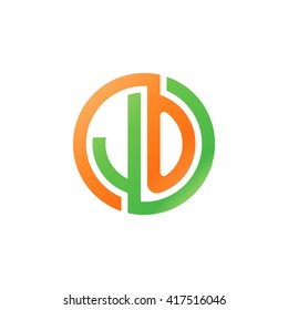 JO initial letters looping linked circle logo orange green