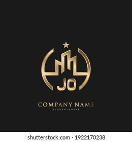 JO Initial Letters, Luxury Real Estate house Logo Vector art for Business, Building, Architecture