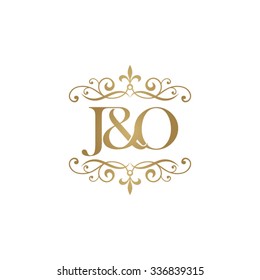 J&O Initial logo. Ornament ampersand monogram golden logo