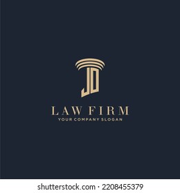 Logotipo de la firma de abogados monograma inicial JO con diseño de hitos