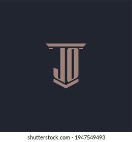 JO initial monogram logo with pillar style design