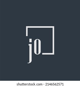 JO initial monogram logo with rectangle style dsign