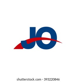 JO initial overlapping swoosh letter logo blue red