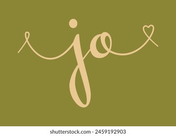 JO initial wedding monogram calligraphy vector illustration. Hand drawn lettering j and o love logo design for valentines day poster, greeting card, photo album, banner print or tattoo.