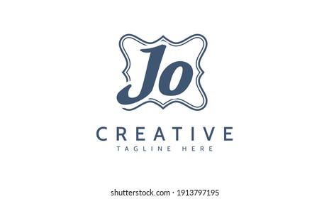 JO Initials, handwriting logo vector