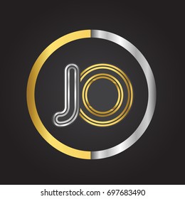 JO Letter logo in a circle. gold and silver colored. Vector design template elements for your business or company identity.