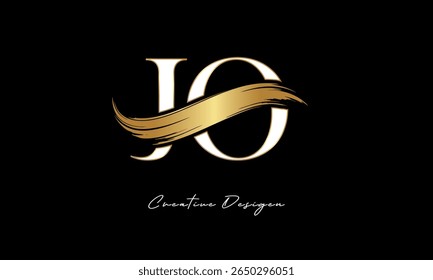 JO Letter Monogram Logo – Elegant Gold Brush Stroke Letter mark for Luxury Branding, Fashion, Boutique  Premium Identity Design
