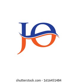 JO letter Type Logo Design Blue, Orange With White Background. Initial JO logo Design