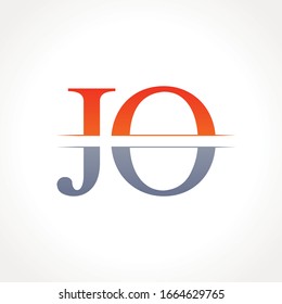 Vorlage für die Design-Vektorillustration des JO-Buchstabentyps. Abstrakter Letter JO Logo Design