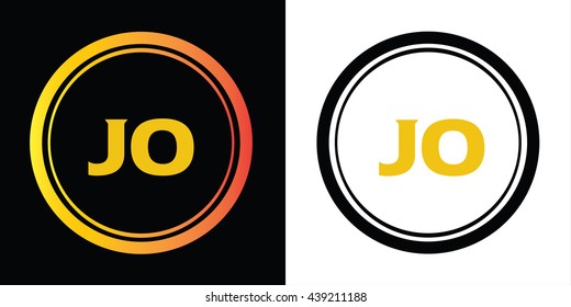 JO letters icon design template elements in abstract background logo, design identity in circle, alphabet letter