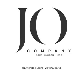 JO logo design. Initial letter j and o serif font style. Creative classic company name typography. Trendy logotype or identity. Vector illustration.