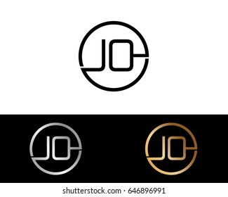 Jo Logo. Letter Design Vector with Red and Black Gold Silver Colors
