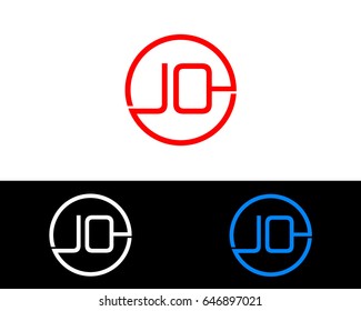 Jo Logo. Letter Design Vector with Red and Black Gold Silver Colors
