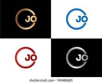 JO Logo. Letter Design Vector with Red and Black Gold Silver Colors